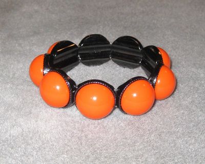 Bracelet Orange Acrylic Half-globes Stretch